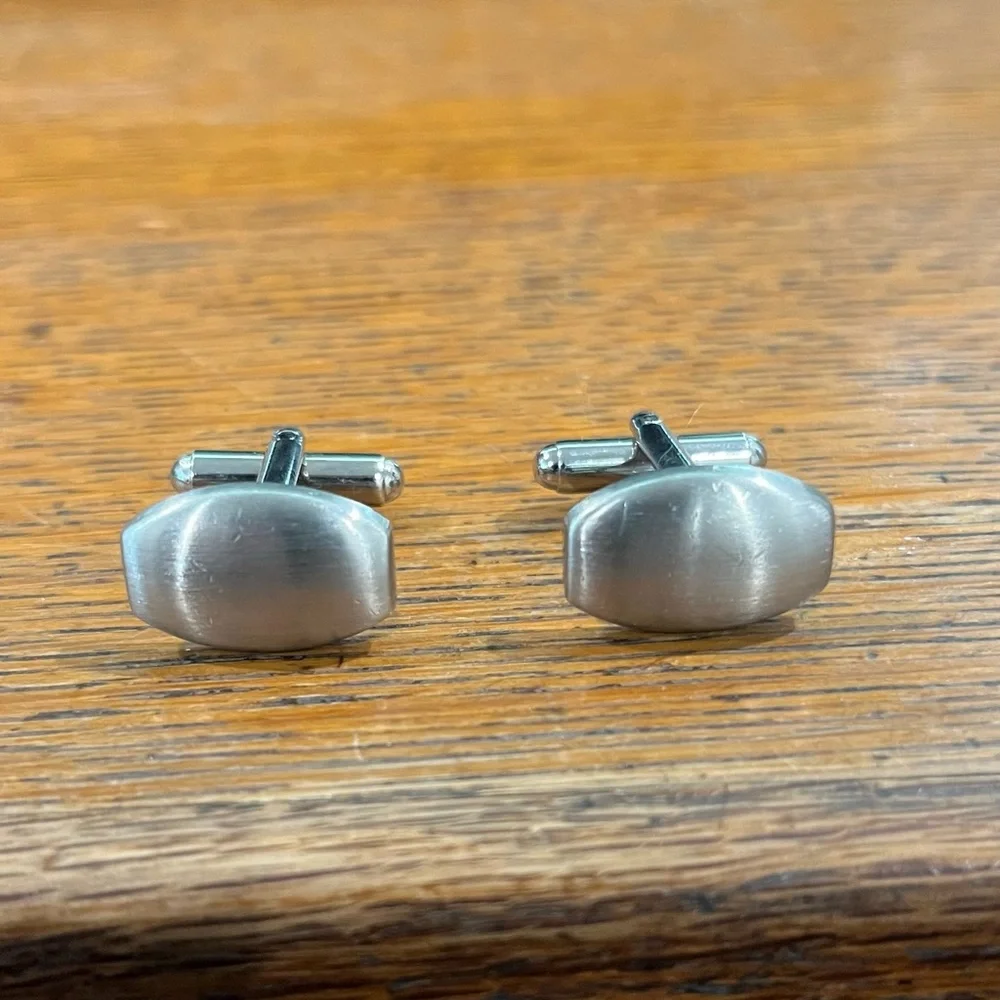 BOGO Brushed Finish Silver Tone Cufflinks